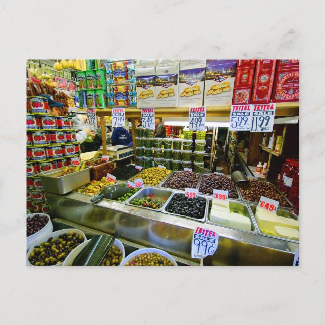 Olives et fromage sur la carte postale Arthur Aven (Devant)