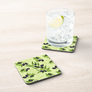Olives Imprimer ensemble de Dessous de verre en pl