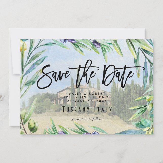 Olives italiennes Mariage toscane sauvez la carte  (Devant)