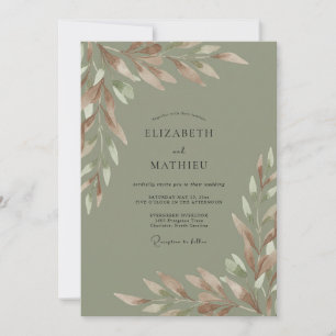 Olivfarbene Malvenhochzeit Einladung