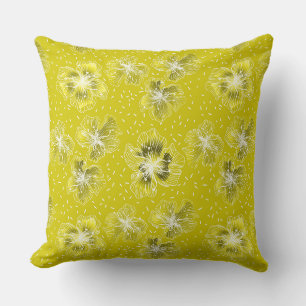 Olivgelbes florales Retro-Muster Kissen