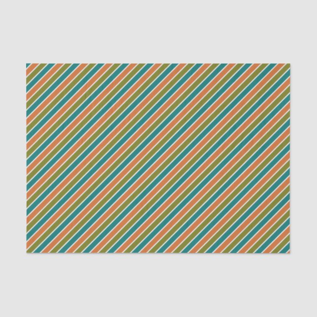Olivgrün, Aquamarin und orange gestreift Seidenpapier (Vorderseite)
