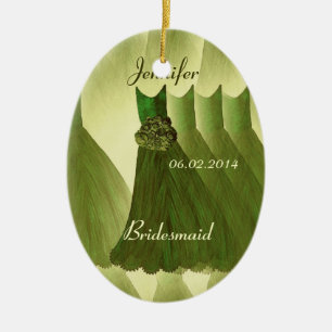 OLIVGRÜN Brautjungfer danken Ihnen Hochzeit Keramikornament
