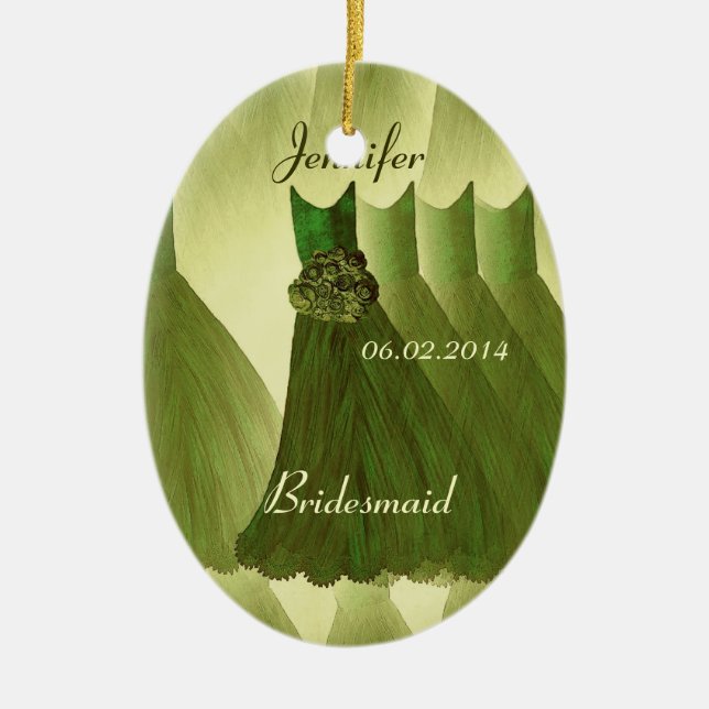 OLIVGRÜN Brautjungfer danken Ihnen Hochzeit Keramikornament (Vorne)