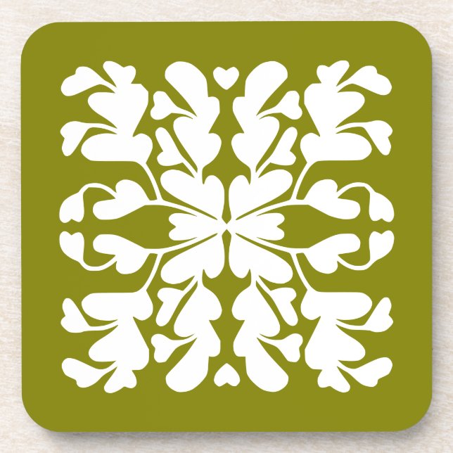 Olivgrün Deko Getränkeuntersetzer (Vorderseite)