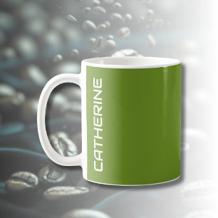 Olivgrün einfarbig personalisiert kaffeetasse