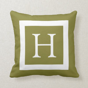 Olivgrün-Gewohnheits-Monogramm Kissen