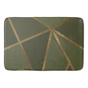 Olivgrün Gold Bronze Geometrisch Glam Chic Badematte