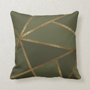 Olivgrün Gold Bronze Geometrisch Glam Chic  Kissen