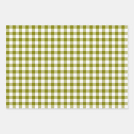 Olivgrün kariert Gingham Geschenkpapier Set