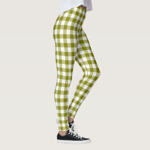Olivgrün kariert Gingham Leggings