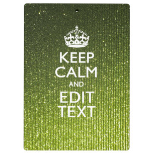 Olivgrün Keep Calm mit Ihrem Text Klemmbrett