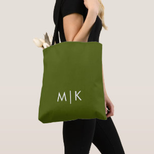 Olivgrün Modernes Monogramm Tasche