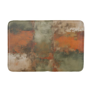 Olivgrün-Salbei-Braunorange-Distressed-Abstrakt Badematte