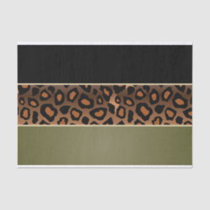 Olivgrün, Schwarzes und Leopard-Druck Seidenpapier
