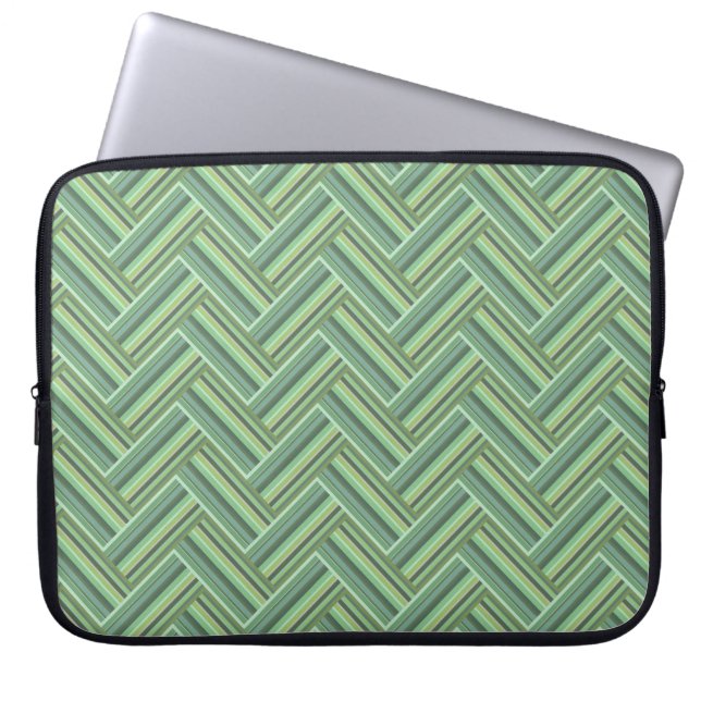 Olivgrün Streifen Laptopschutzhülle (Vorderseite)