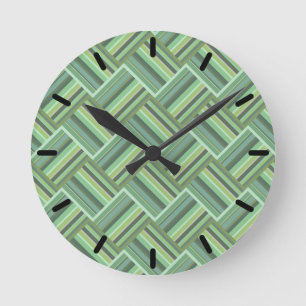 Olivgrün Streifen Runde Wanduhr