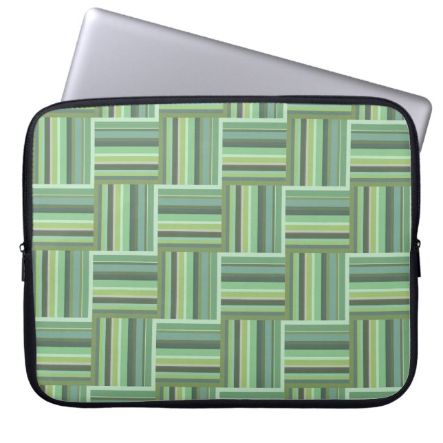 Olivgrün Streifen Webmuster Laptopschutzhülle (Vorderseite)