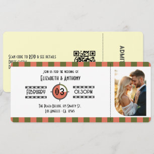 Olivgrün, Terrakotta und cremefarbene Hochzeitsein Einladung
