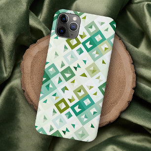 Olivgrün Türkisblau Elfenbein Mosaik-Kunstmuster iPhone 16 Pro Max Hülle