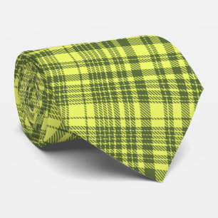 Olivgrün und Limettengelb Kariert Tartan Krawatte
