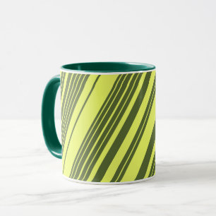 Olivgrün und Limettgelbe Streifen  Tasse