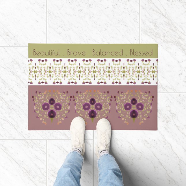 Olivgrün und Rose Fußmatte (Indoor)