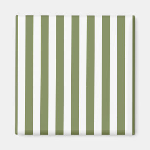 Olivgrün und weiße, cremefarbene Streifen Magnet