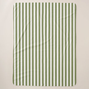 Olivgrün und weiße, cremefarbene Streifen Sherpadecke