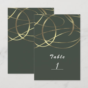 Olivgrüne Army Green & Goldene Faux-Folie-Tischnum Einladung