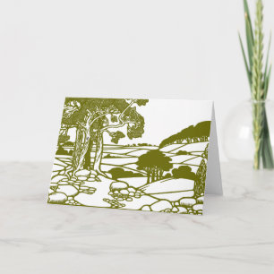 Olivgrüne Arts-and-Crafts-Landschaft Karte