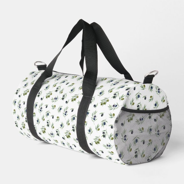 Olivgrüne Blätter Wasserfarben-Blumenmuster Duffle Bag (Rechte Ecke)