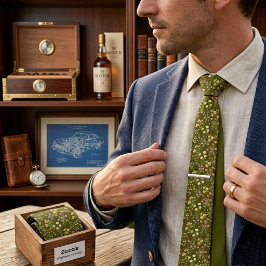 Olivgrüne Blumen Eleganz Krawatte