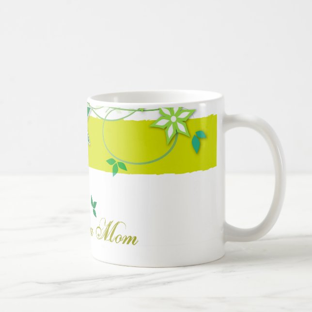 Olivgrüne Blumen, i-Liebe Sie Mama Kaffeetasse (Rechts)