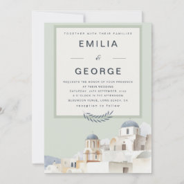 Olivgrüne Destination-Hochzeit | Elegant  Einladung