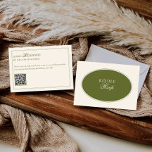 Olivgrüne elegante alte Geld QR-Code-Hochzeit-RSVP