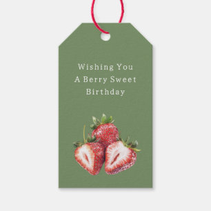 Olivgrüne Erdbeeren Beerig Süße Geburtstag Geschenkanhänger