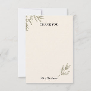 Olivgrüne Farn Botanische Hochzeit Danke