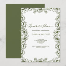 olivgrüne florale einfache elegante Brautparty