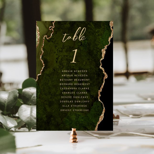 Olivgrüne Gold-Achat-Hochzeit Tischnummer (Von Creator hochgeladen)