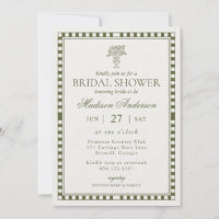 Olivgrüne Harlekin-Karo-Bridal-Shower