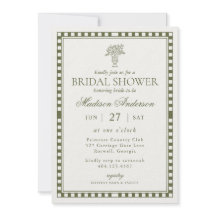 Olivgrüne Harlekin-Karo-Bridal-Shower