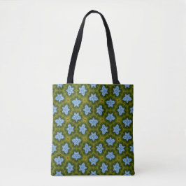 Olivgrüne Himmelblaue Blumen-Tasche Tasche