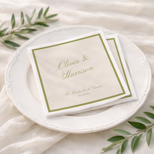 Olivgrüne klassische Hochzeit Serviette (Von Creator hochgeladen)