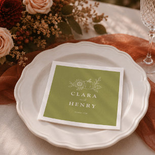 Olivgrüne Kürbis-Herbst-Hochzeitsservietten Serviette
