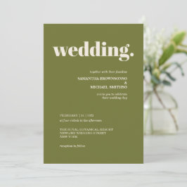 Olivgrüne Minimalistische Erdton-Hochzeit Einladung