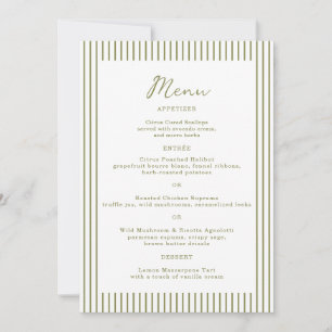 Olivgrüne Monogramm-Hochzeitsmenükarte Einladung