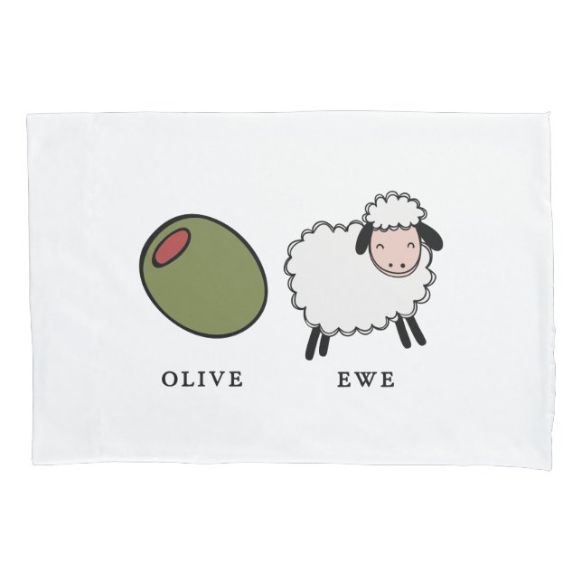 Olivgrüne Mutterschaf-Liebe-Wortspiele Kissenbezug (Vorderseite)