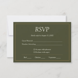 Olivgrüne Peacock Palm Hochzeits-Antwortkarte RSVP Karte