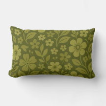 Olivgrüne Retro-Floral-Kissenhülle